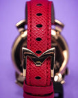 Gaga Milano x Hello Kitty玫瑰金殼紅色皮帶錶 5526HY01R0LSRM0