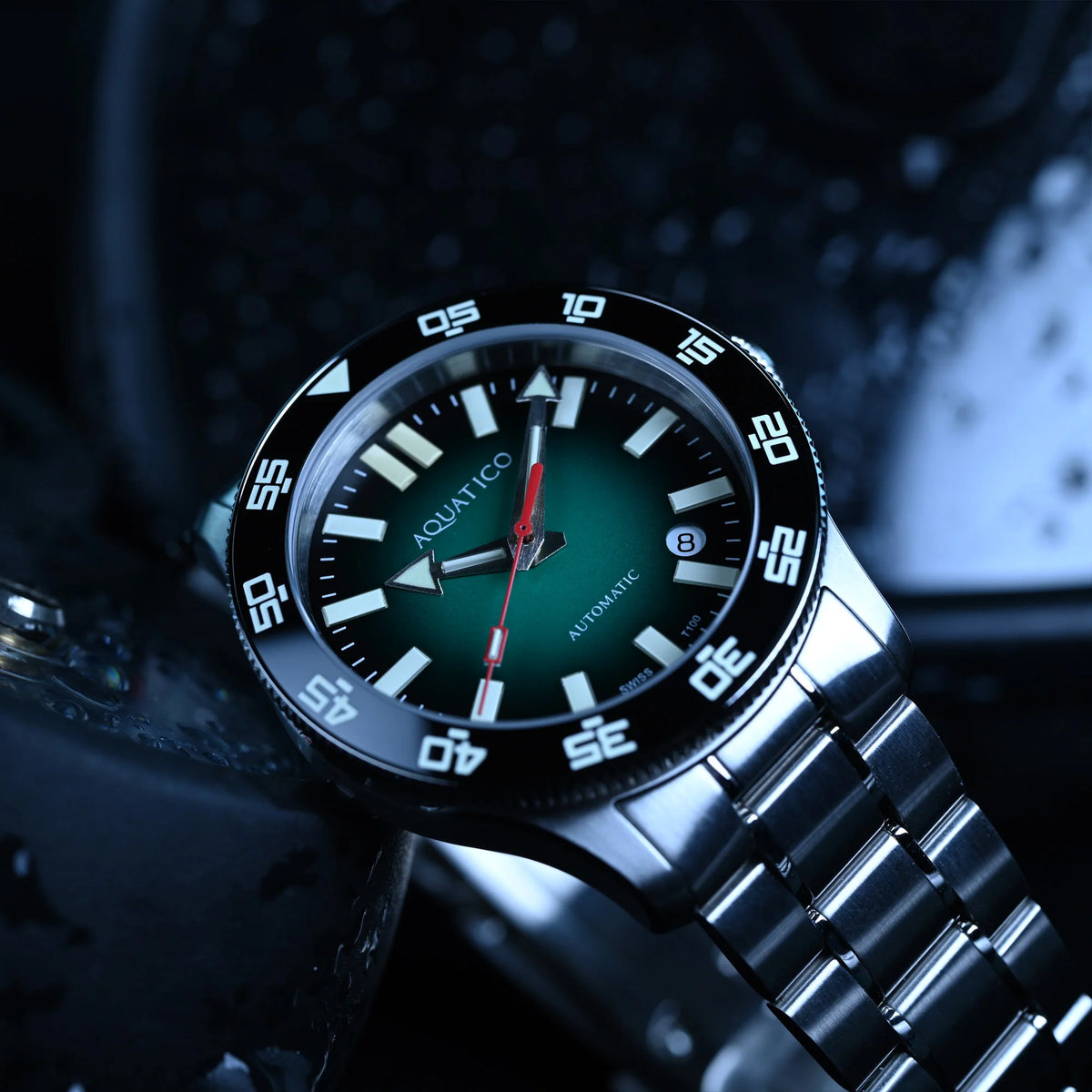 Aquatico Atlas Tritium Watch Fumé Green Dial T100氣燈潛水機械錶