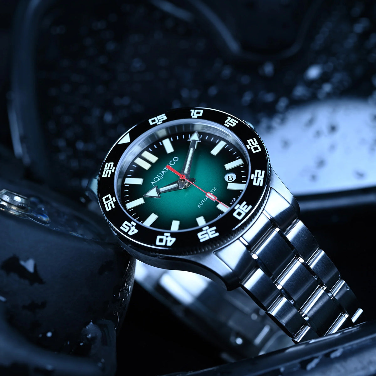 Aquatico Atlas Tritium Watch Fumé Green Dial T100氣燈潛水機械錶
