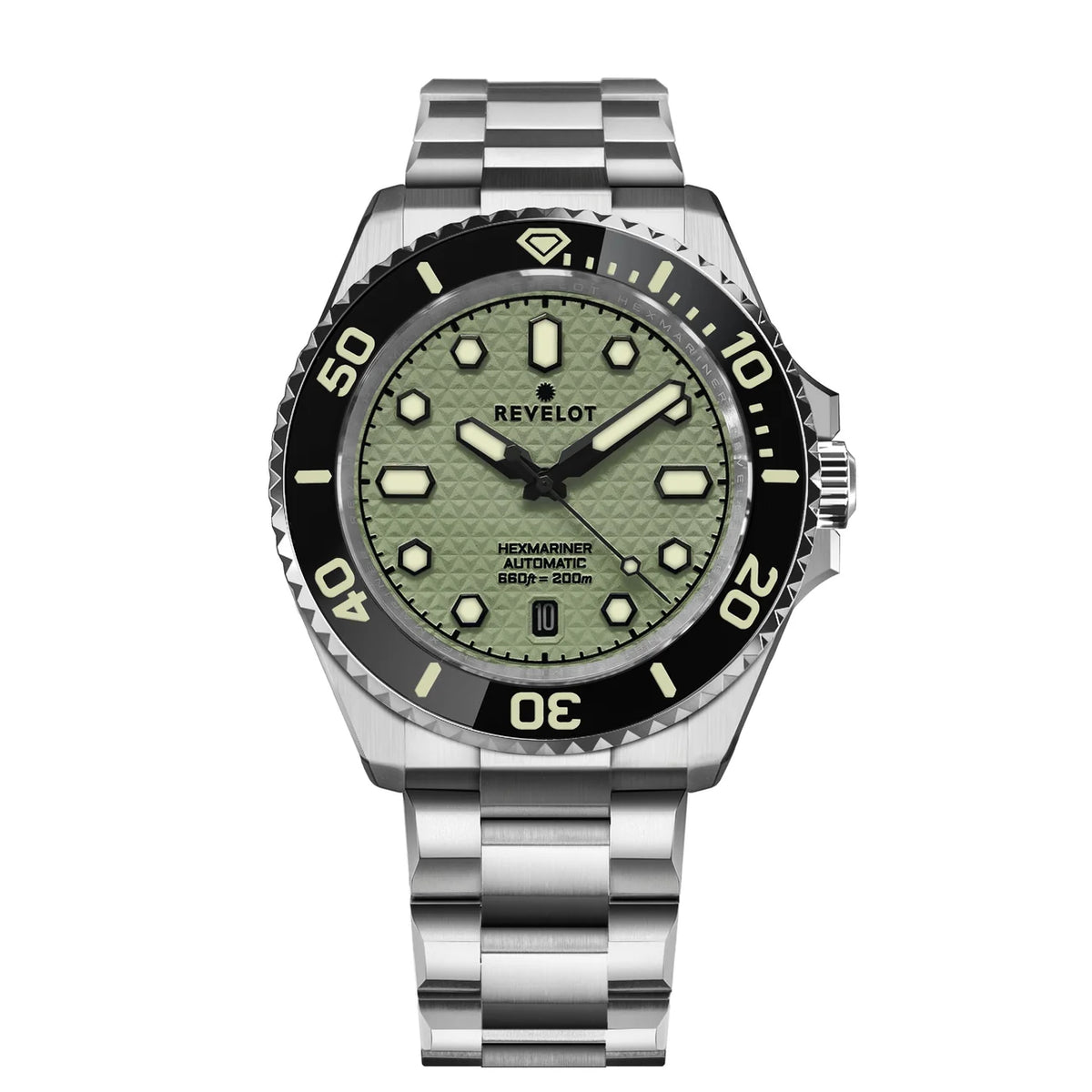 Revelot HEXMARINER 42 Old Mint Luminova Steel 42mm - R11-14A1B1B2 &amp; S22-1B1BB6