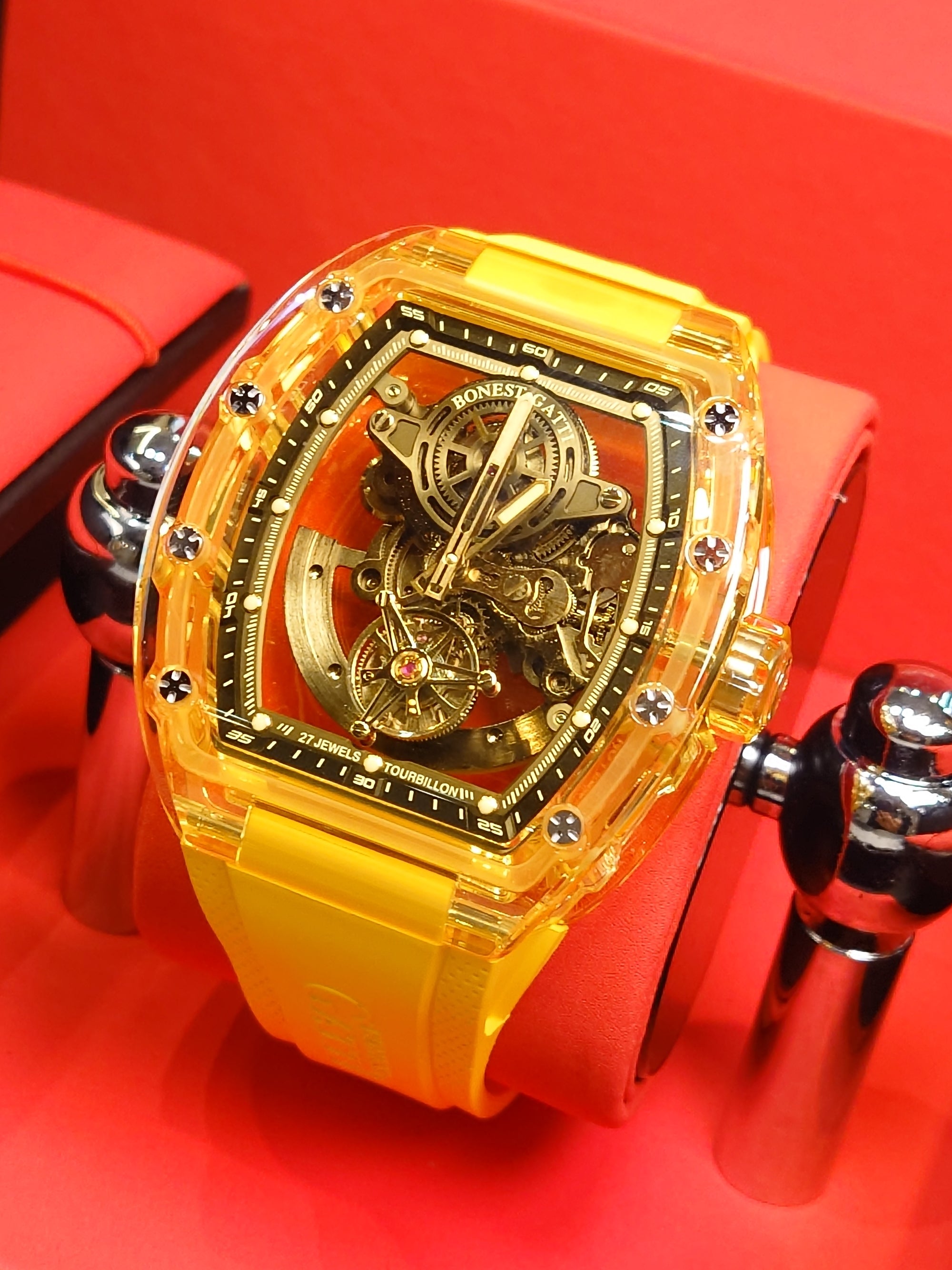 【Bonest Gatti 現貨發售全透視自動陀飛輪】BG7001-R3