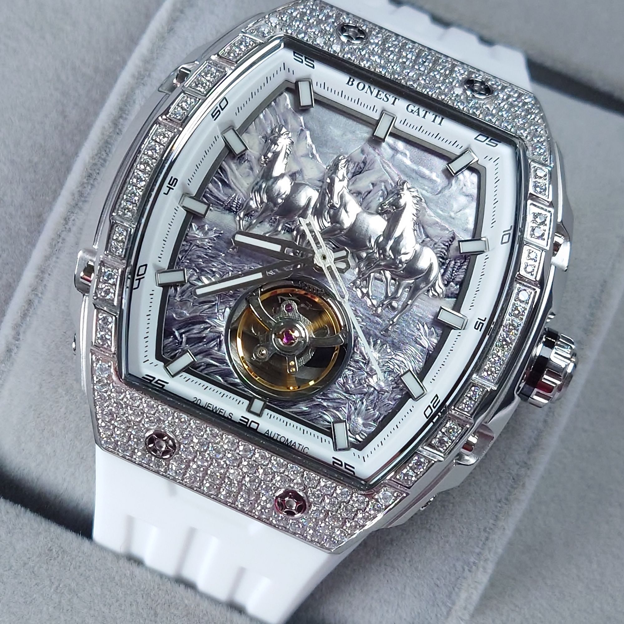 Bonest Gatti 現貨發售 馬年特別版機械錶 白色 BG5006-R2