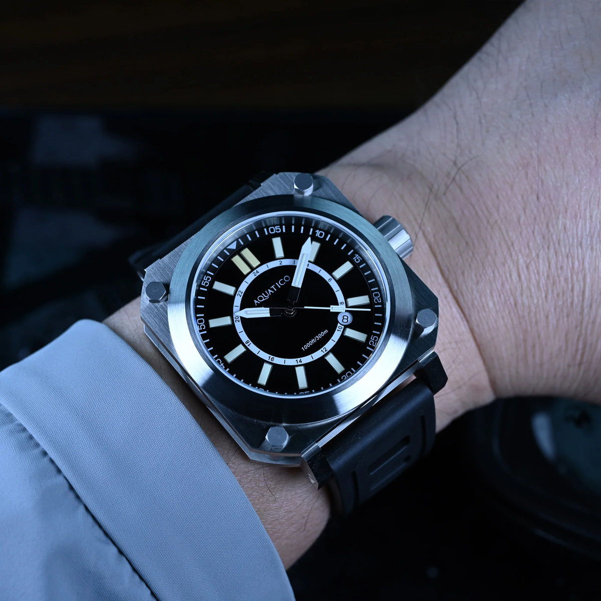Aquatico Ironblock Tritium Blue Dial T100
