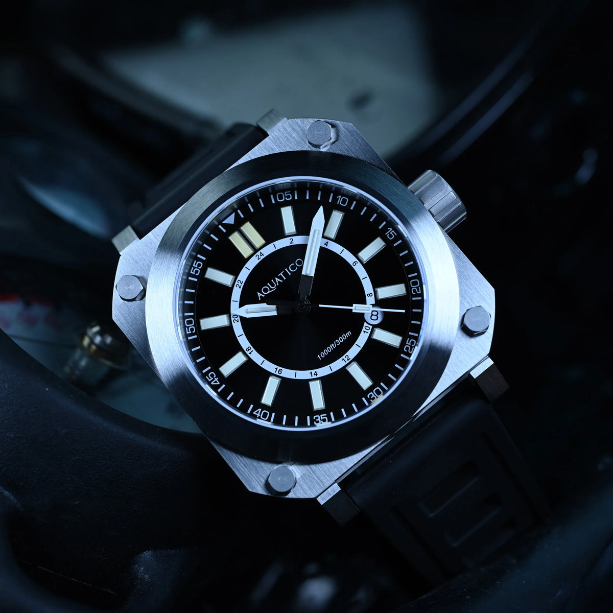 Aquatico Ironblock Tritium Blue Dial T100