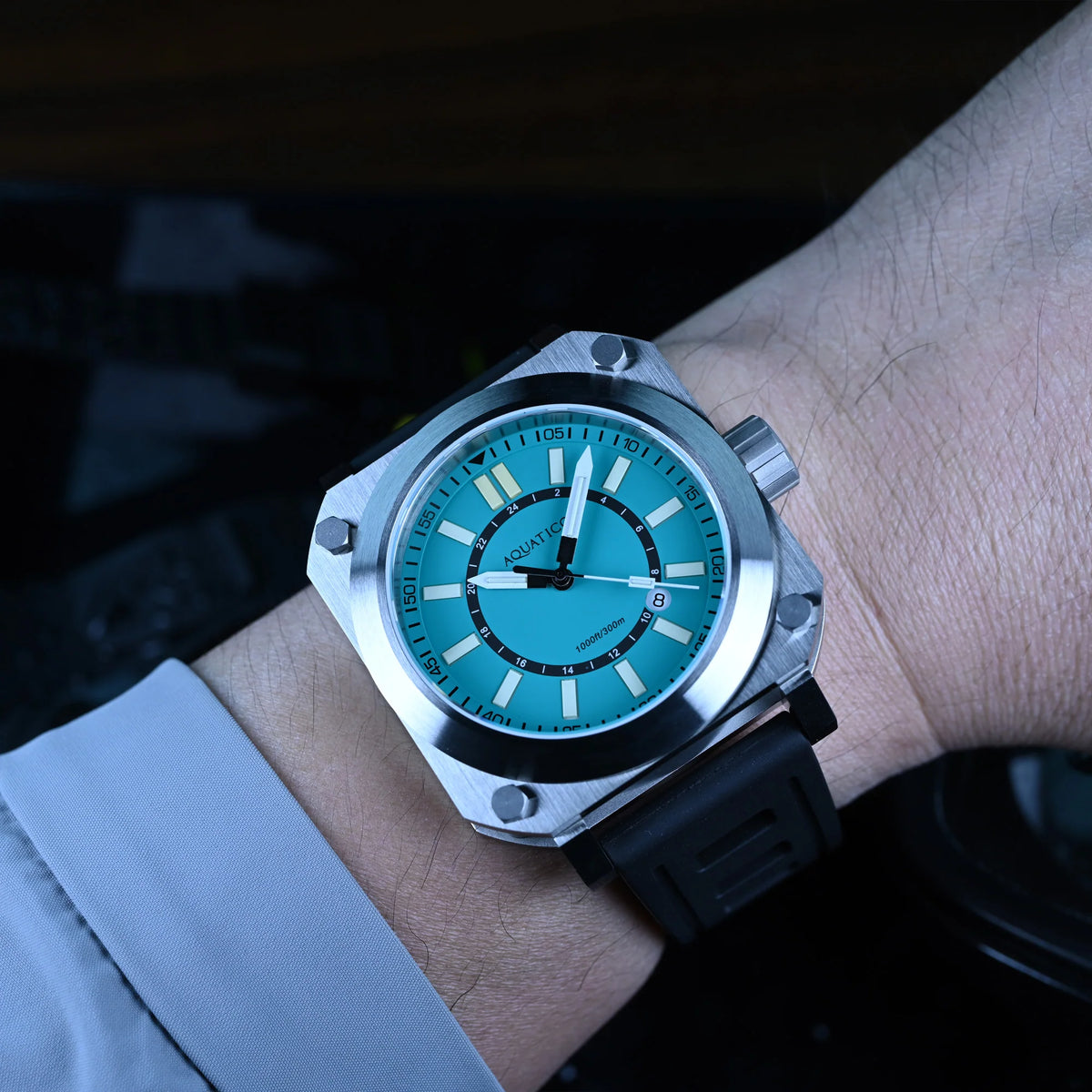 Aquatico Ironblock Tritium Blue Dial T100氣燈機械錶