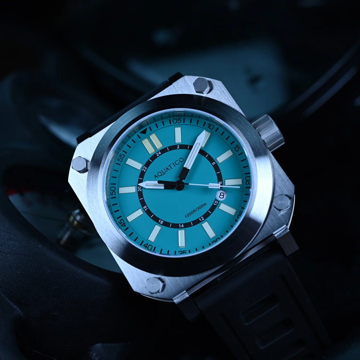 Aquatico Ironblock Tritium Blue Dial T100氣燈機械錶
