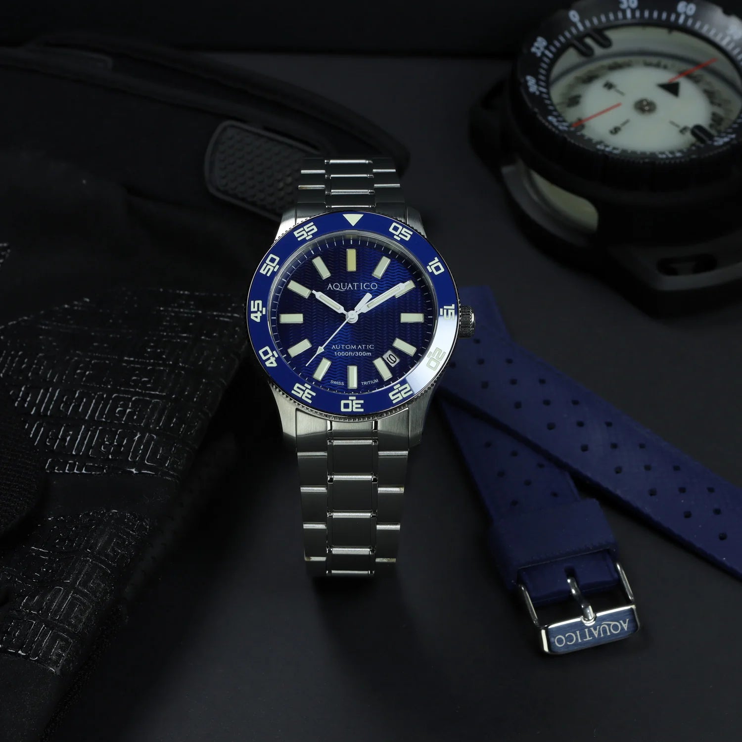 Aquatico Sea Dragon Tritium T100氣燈 潛水機械錶 Blue Dial