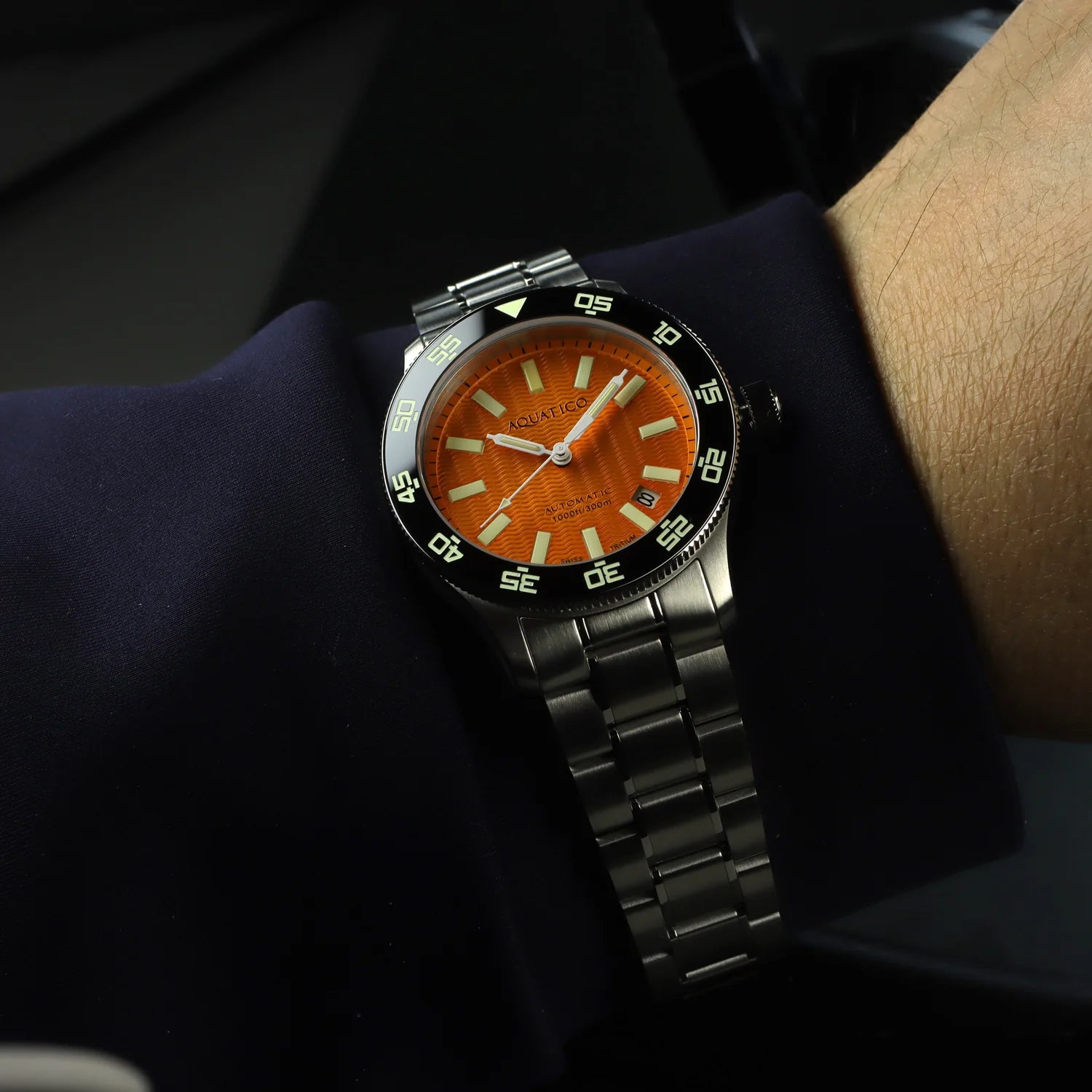 Aquatico Sea Dragon Tritium T100氣燈 潛水機械錶  Orange Dial