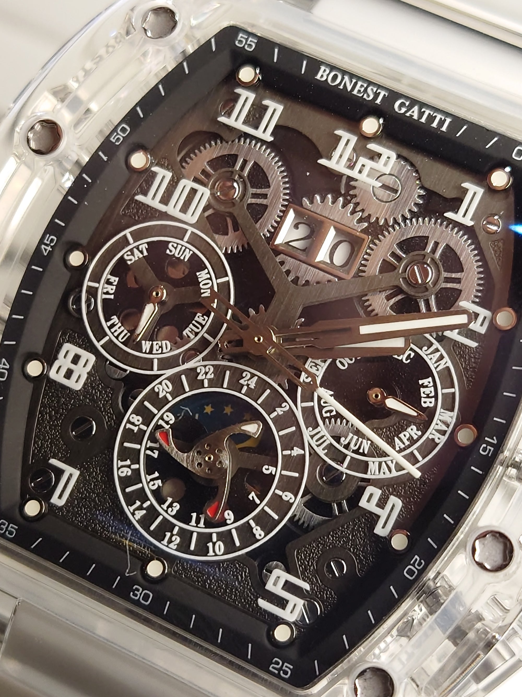 Bonest Gatti 酒桶形水晶多功能自動錶 BG6006-R1