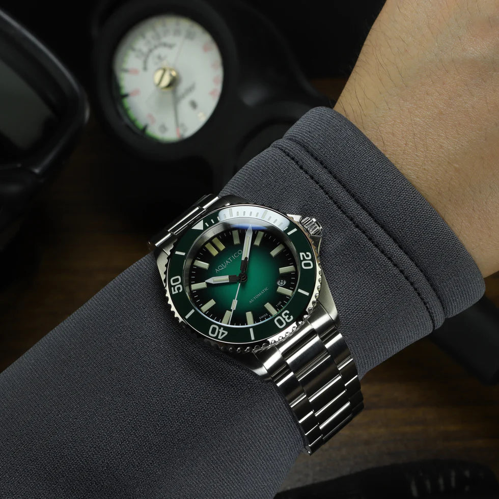 Aquatico Super Ocean Tritium T100 氣燈 潛水機械錶 Green Dial