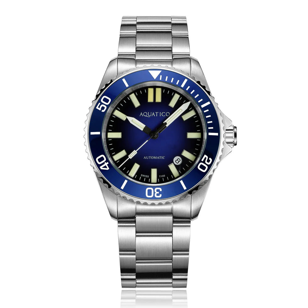 Aquatico Super Ocean Tritium T100 氣燈 潛水機械錶 Blue Dial