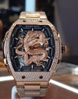Bonest Gatti 現貨發售龍雕刻水晶自動錶 金色 BG5605-S2 鋼帶