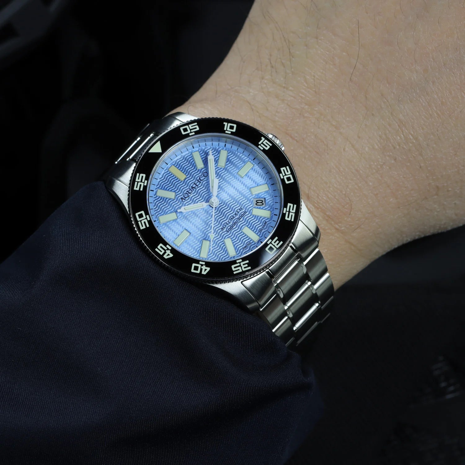 Aquatico Sea Dragon Tritium T100氣燈 潛水機械錶  Light Blue