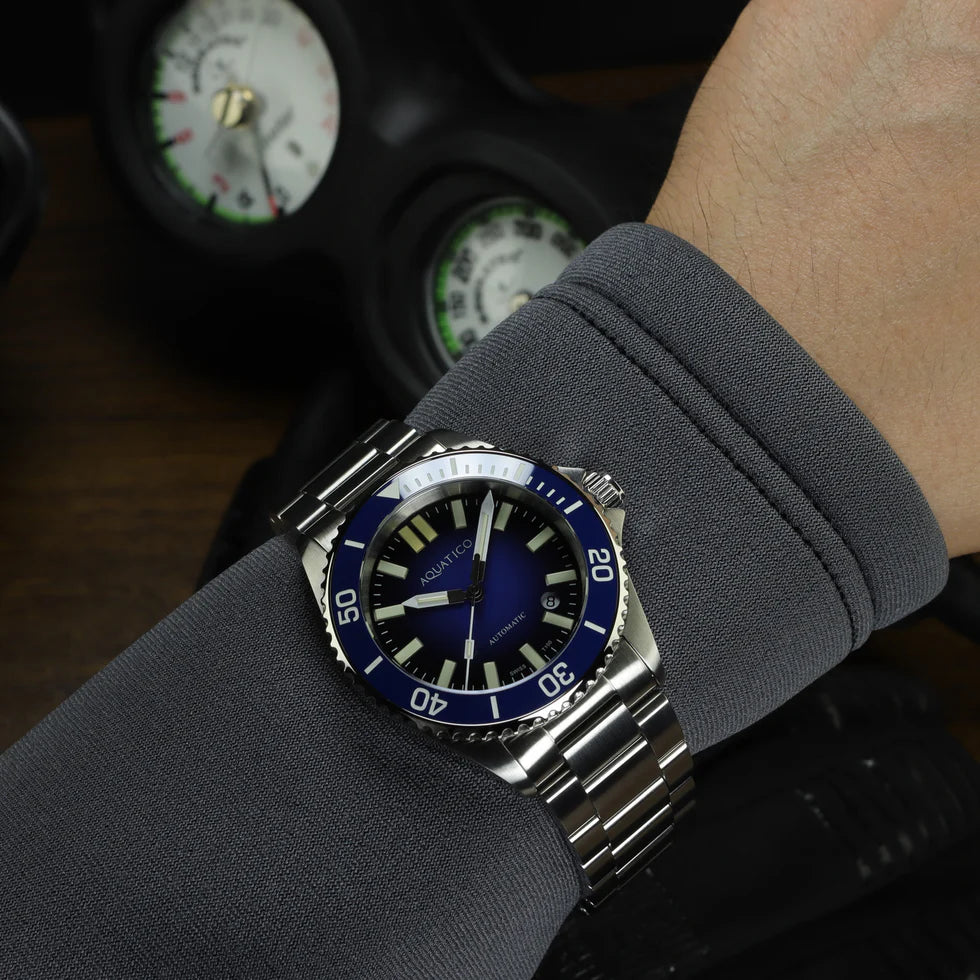 Aquatico Super Ocean Tritium T100 氣燈 潛水機械錶 Blue Dial