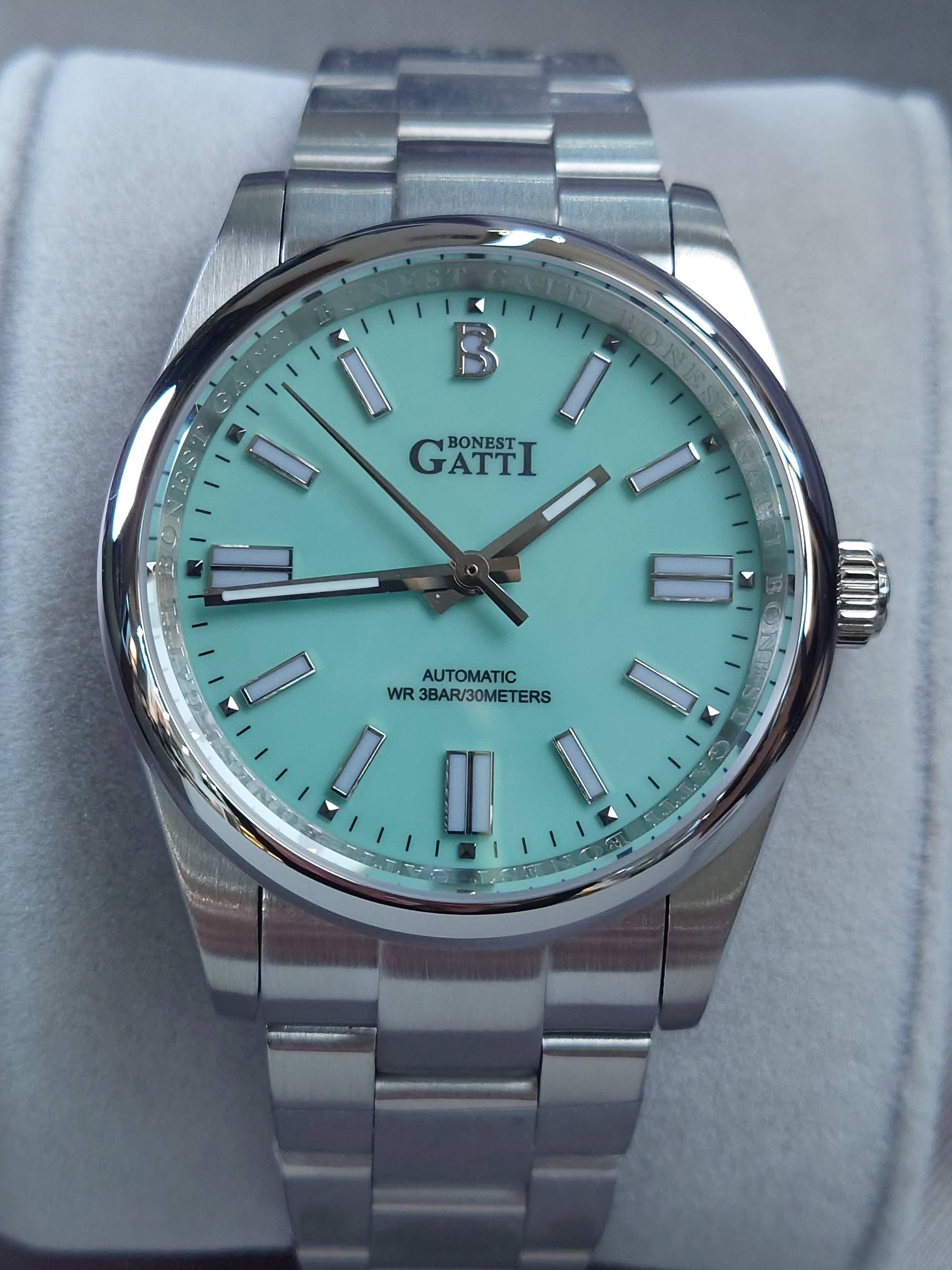 Bonest Gatti 隱藏錶面馬年特別版自動錶 BG8015-S2 粉藍