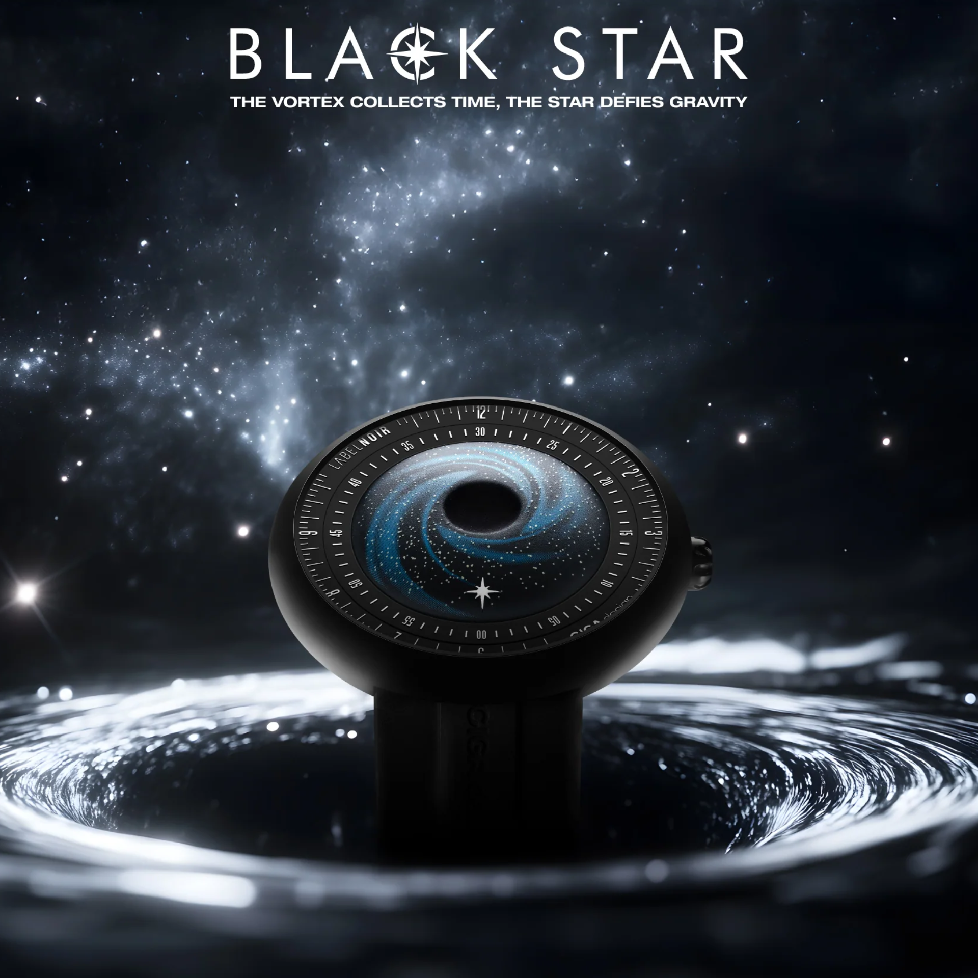 CIGA design X LABEL NOIR AUTOMATIC WATCH BLUE PLANET II · BLACK STAR EDITION
