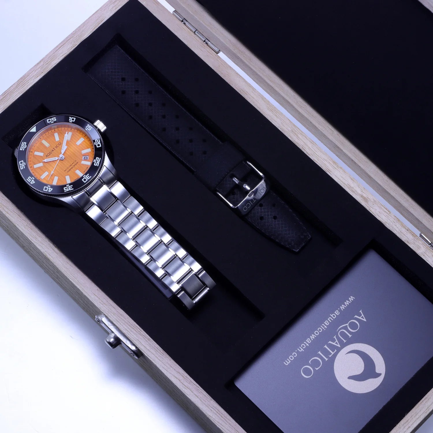 Aquatico Sea Dragon Tritium T100氣燈 潛水機械錶  Orange Dial