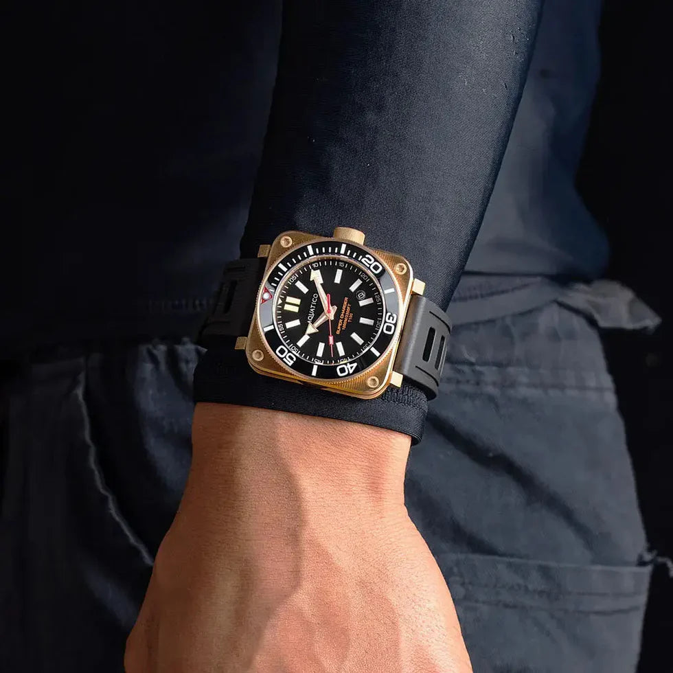 Aquatico Super Charger Bronze Tritium T100氣燈 青銅潛水機械錶 Black Dial