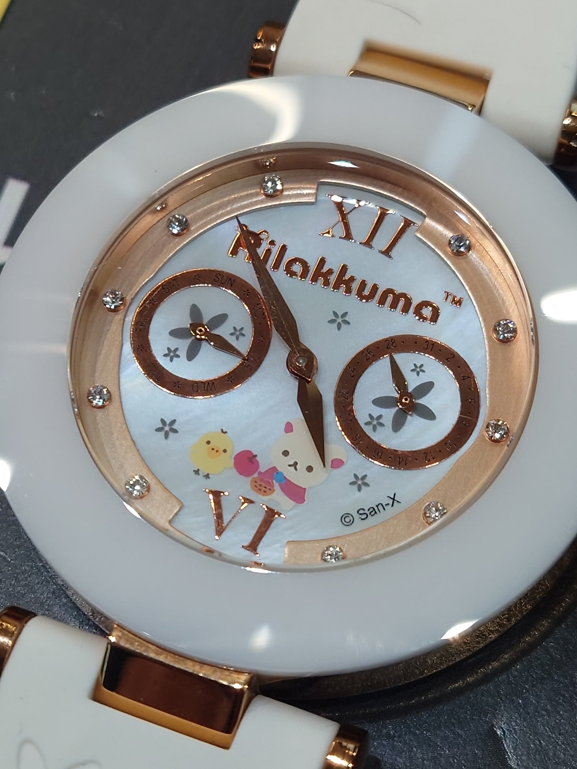 Rilakkuma 鬆弛熊多功能陶瓷石英錶 RK-1048B 金殼