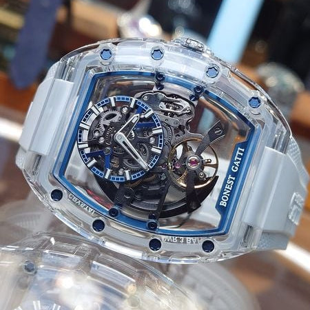 Bonest Gatti 現貨發售 酒桶形水晶鏤空自動錶 BG6005-R2