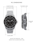 Revelot HEXMARINER 42 Old Mint Luminova Steel 42mm - R11-14A1B1B2 & S22-1B1BB6