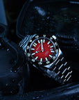 Aquatico Atlas Tritium Watch Fumé Red Dial T100氣燈潛水機械錶