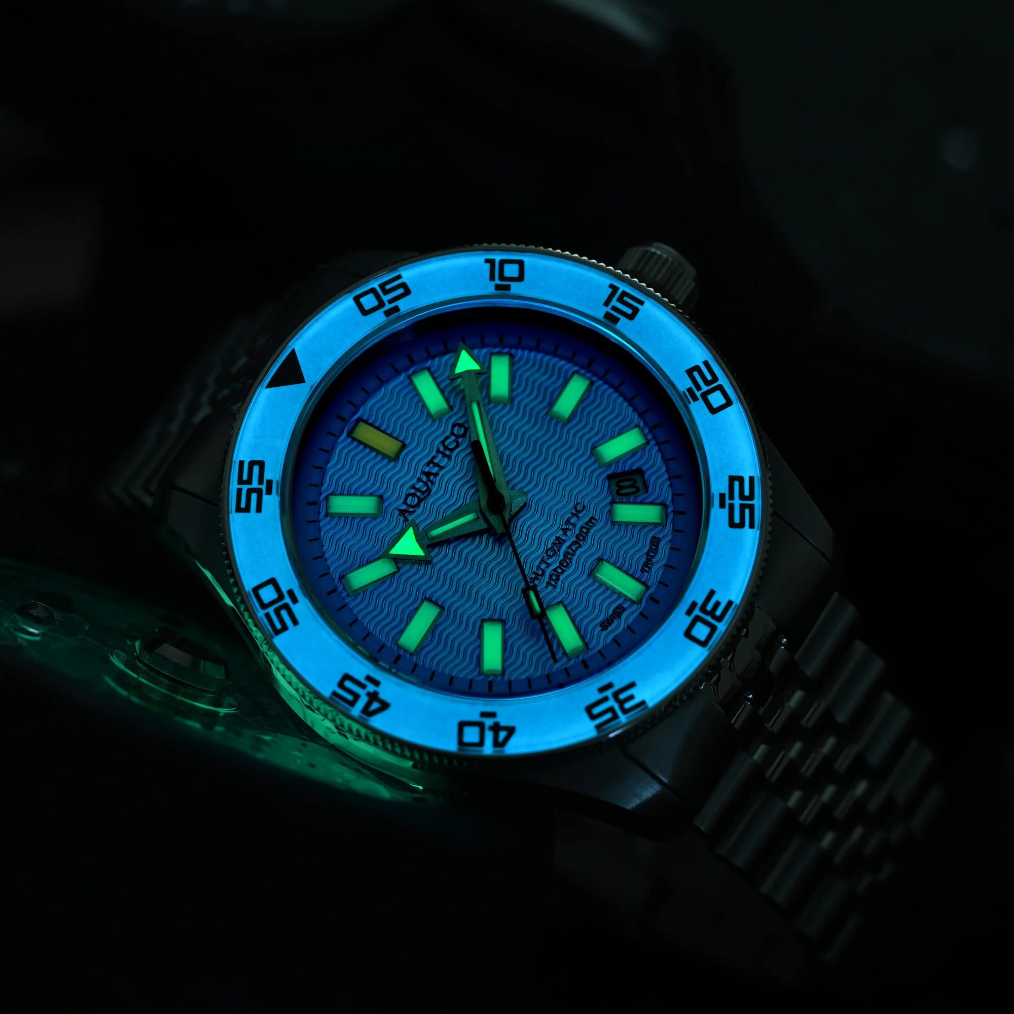 Aquatico Sea Recon 42mm Tritium Sky Blue Dial T100氣燈潛水機械錶