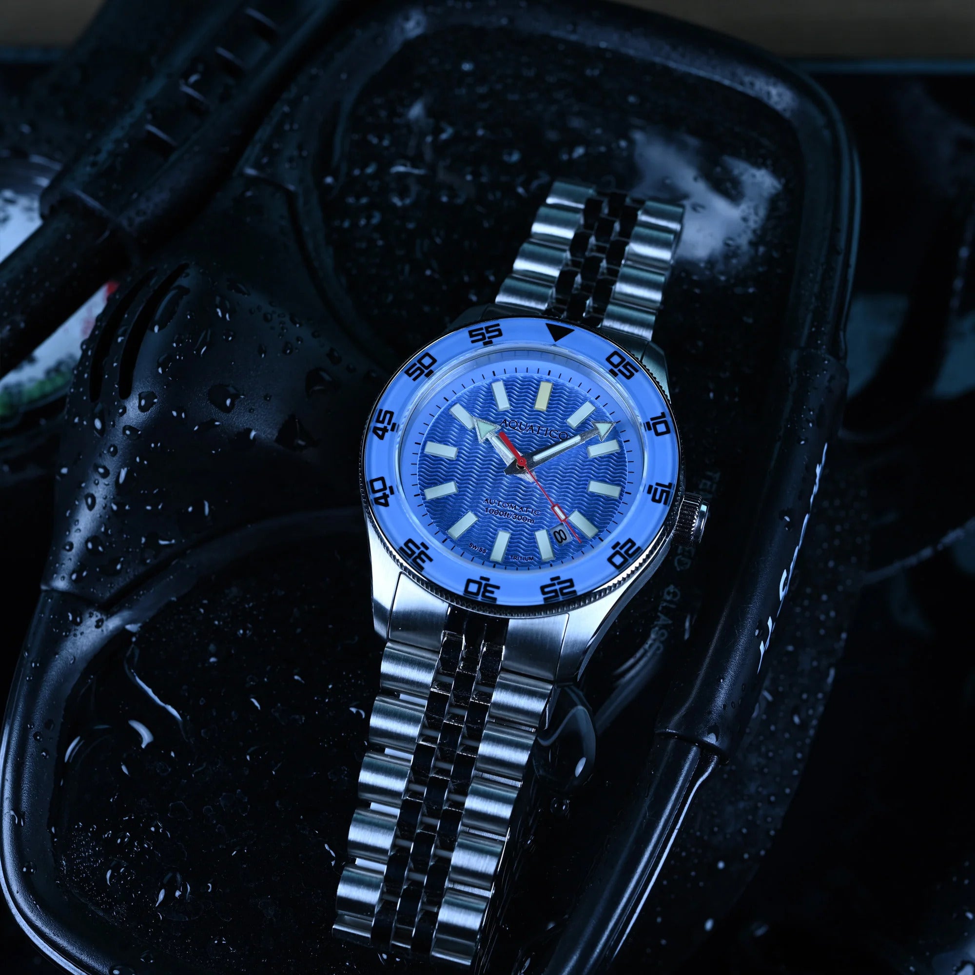 Aquatico Sea Recon 42mm Tritium Sky Blue Dial T100氣燈潛水機械錶