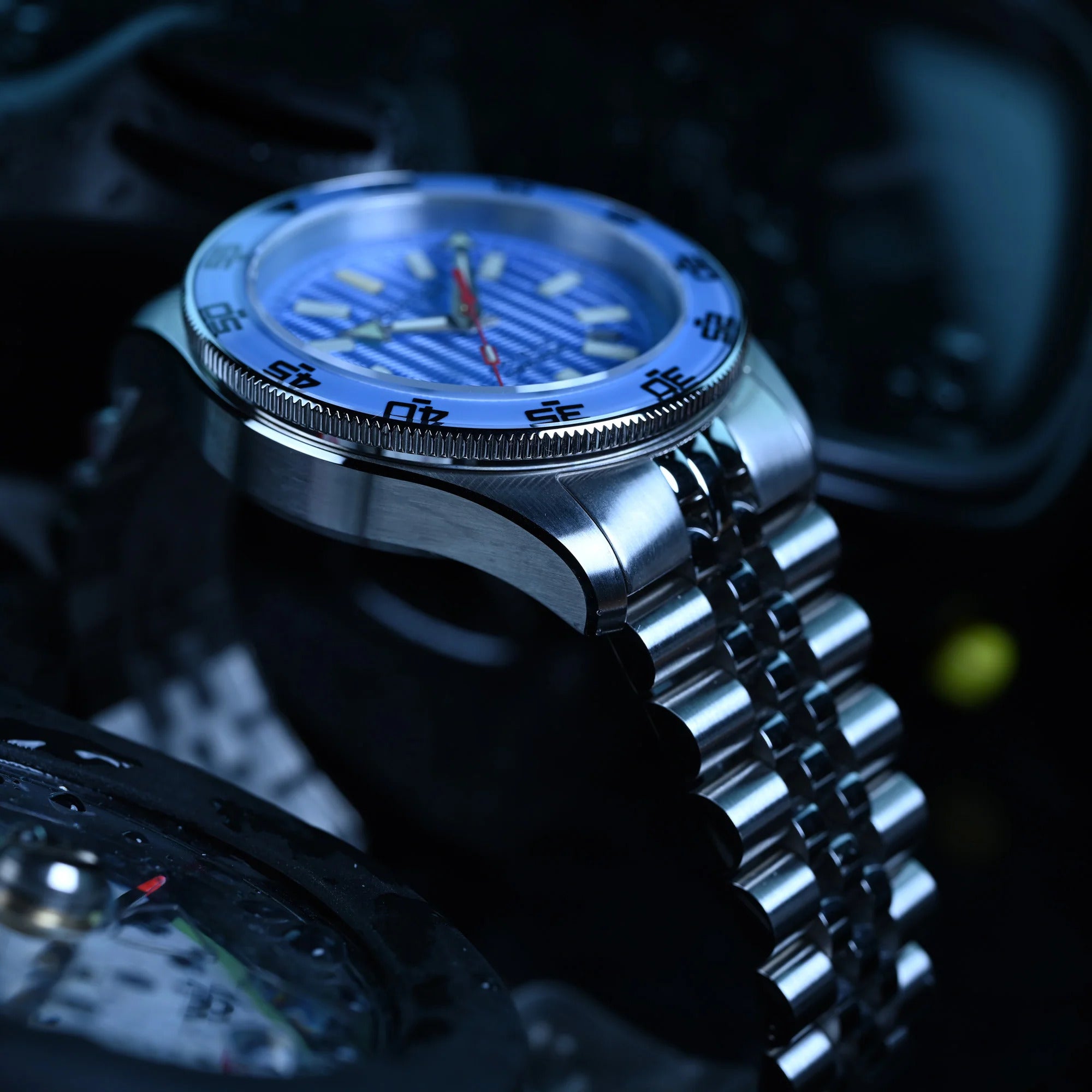 Aquatico Sea Recon 42mm Tritium Sky Blue Dial T100氣燈潛水機械錶