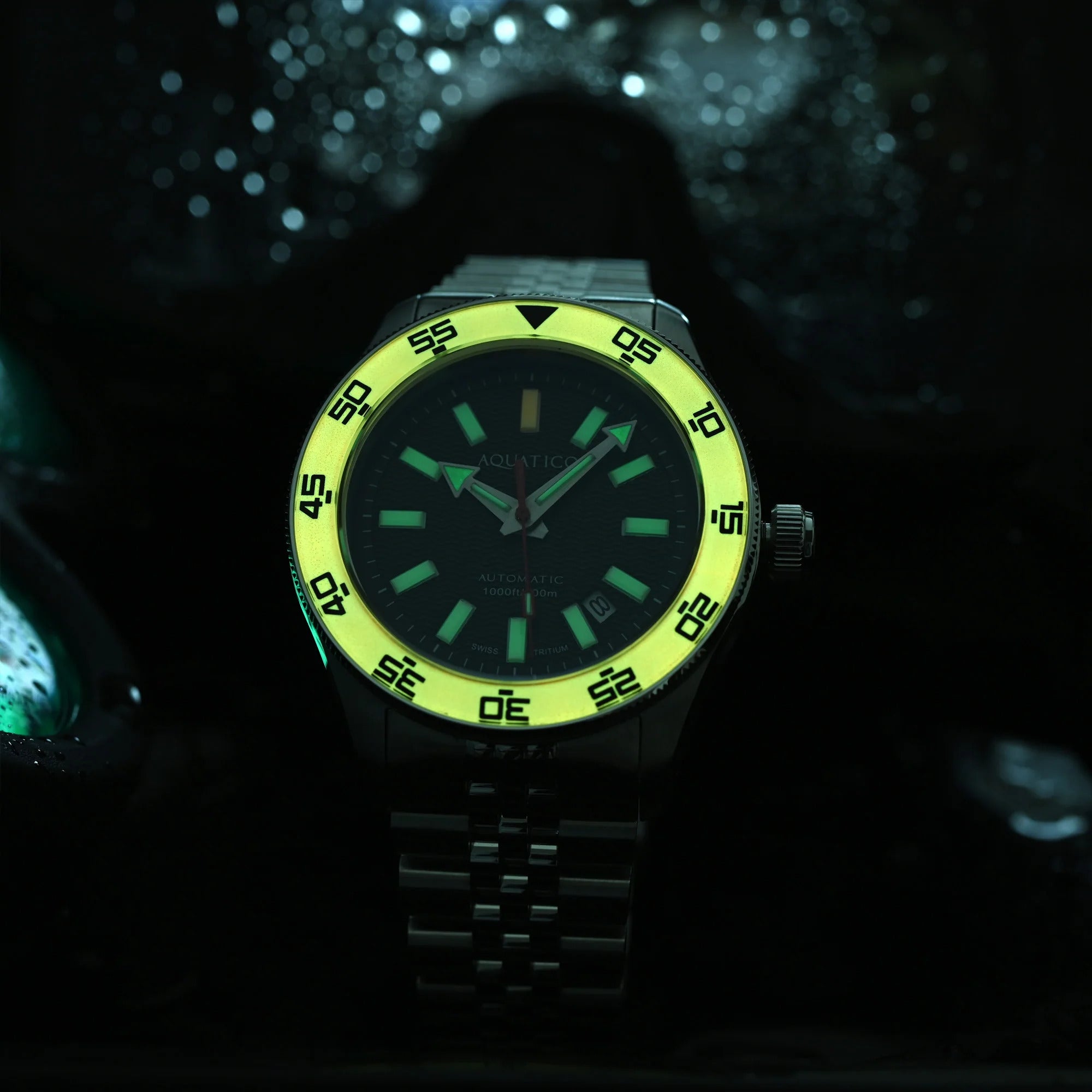 Aquatico Sea Recon 42mm Tritium Black Dial Orange Bezel T100氣燈潛水機械錶