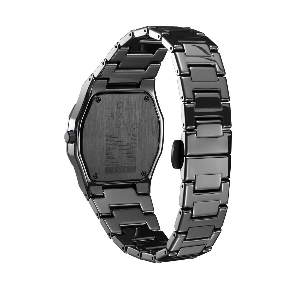D1 Milano Pure Black Ceramica 37mm 陶瓷手錶-CEBU01