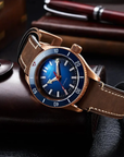 Aquatico Super Star Bronze Tritium T100氣燈 青銅潛水機械錶 Blue Dial