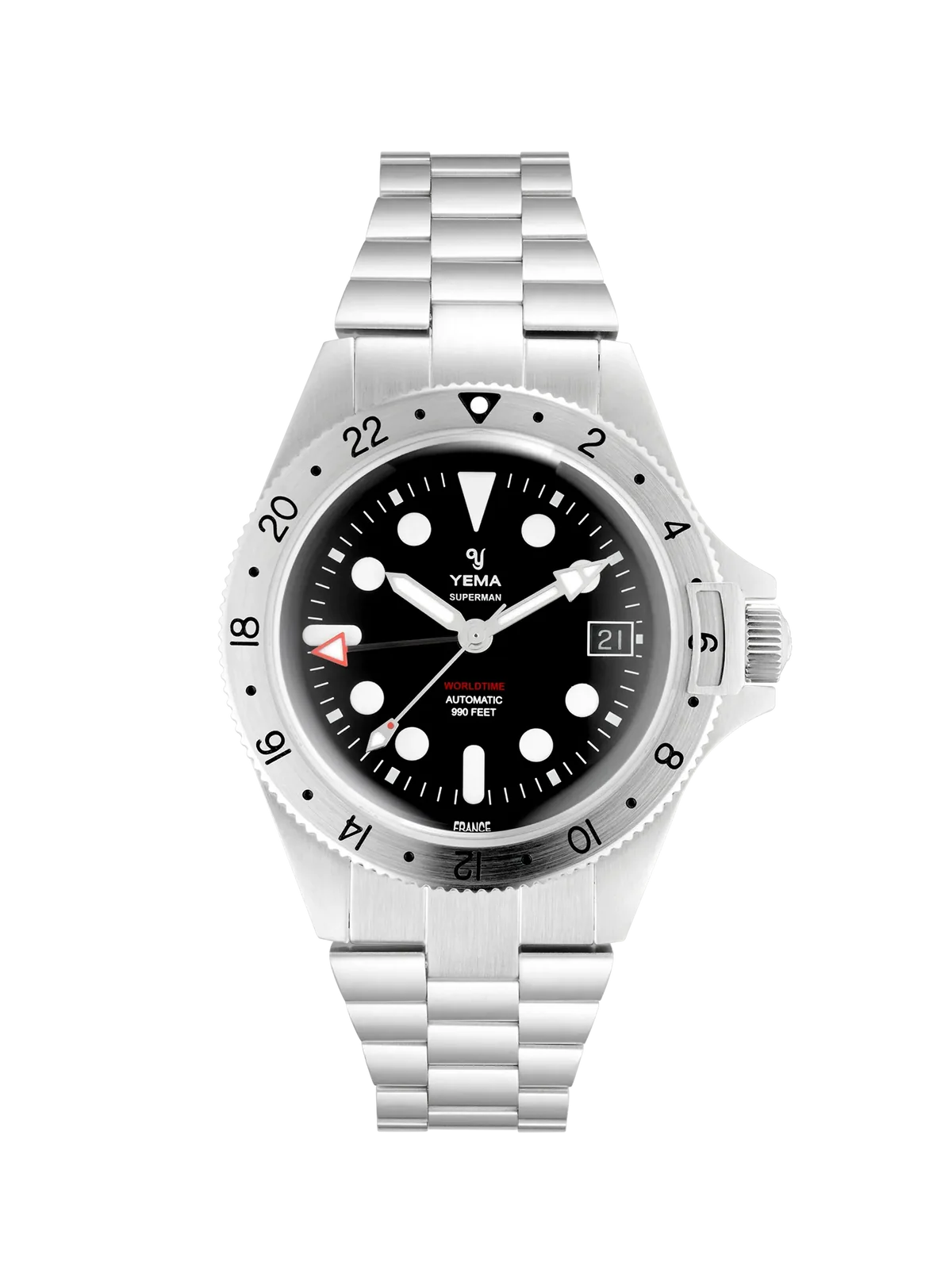 YEMA -  Superman Worldtime GMT Steel - YGMT21A41-AMS