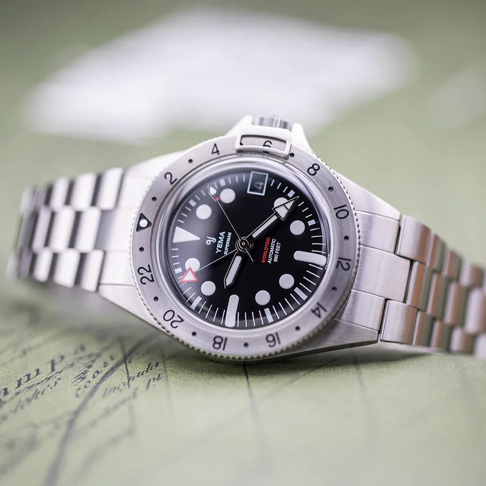 YEMA -  Superman Worldtime GMT Steel - YGMT21A41-AMS