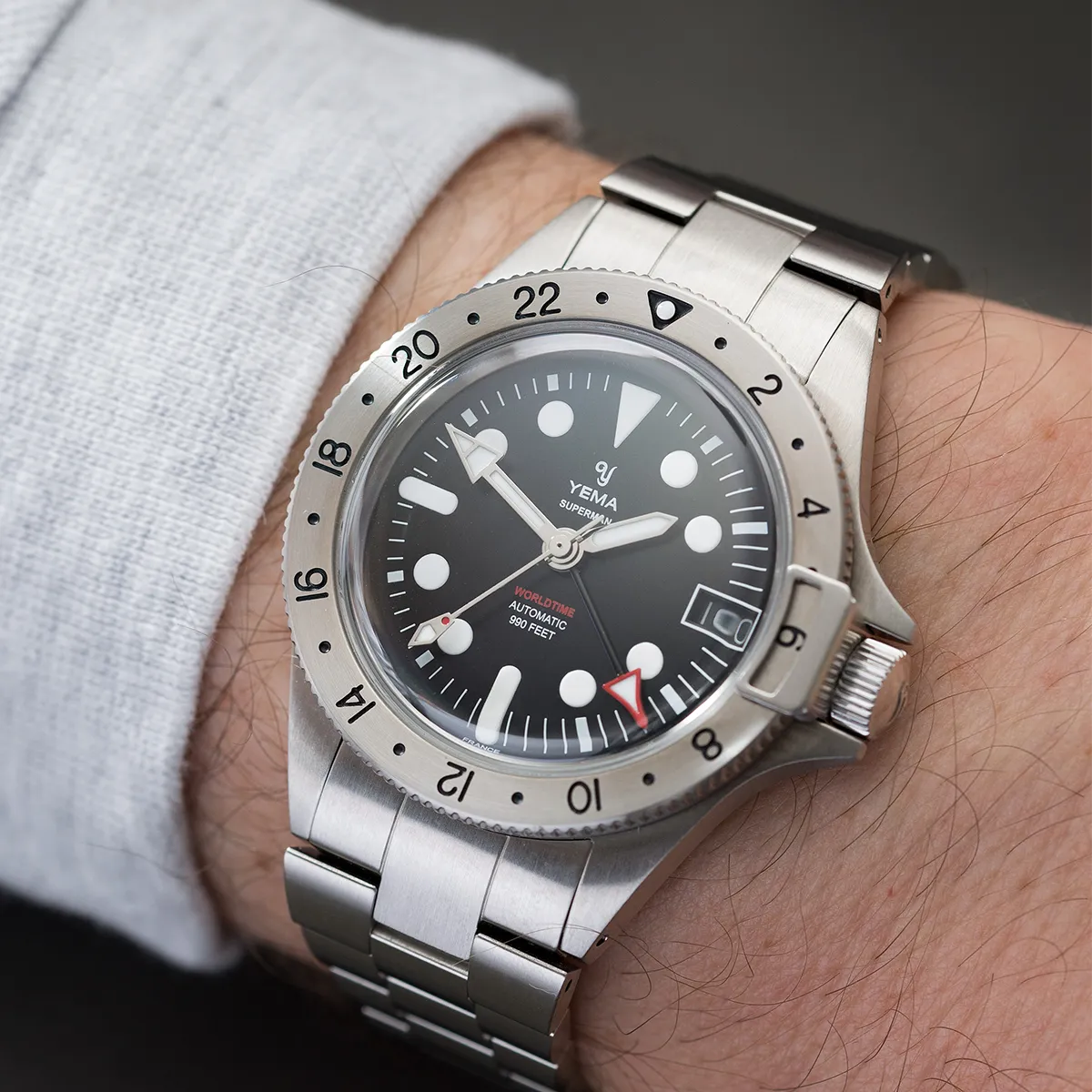 YEMA -  Superman Worldtime GMT Steel - YGMT21A41-AMS