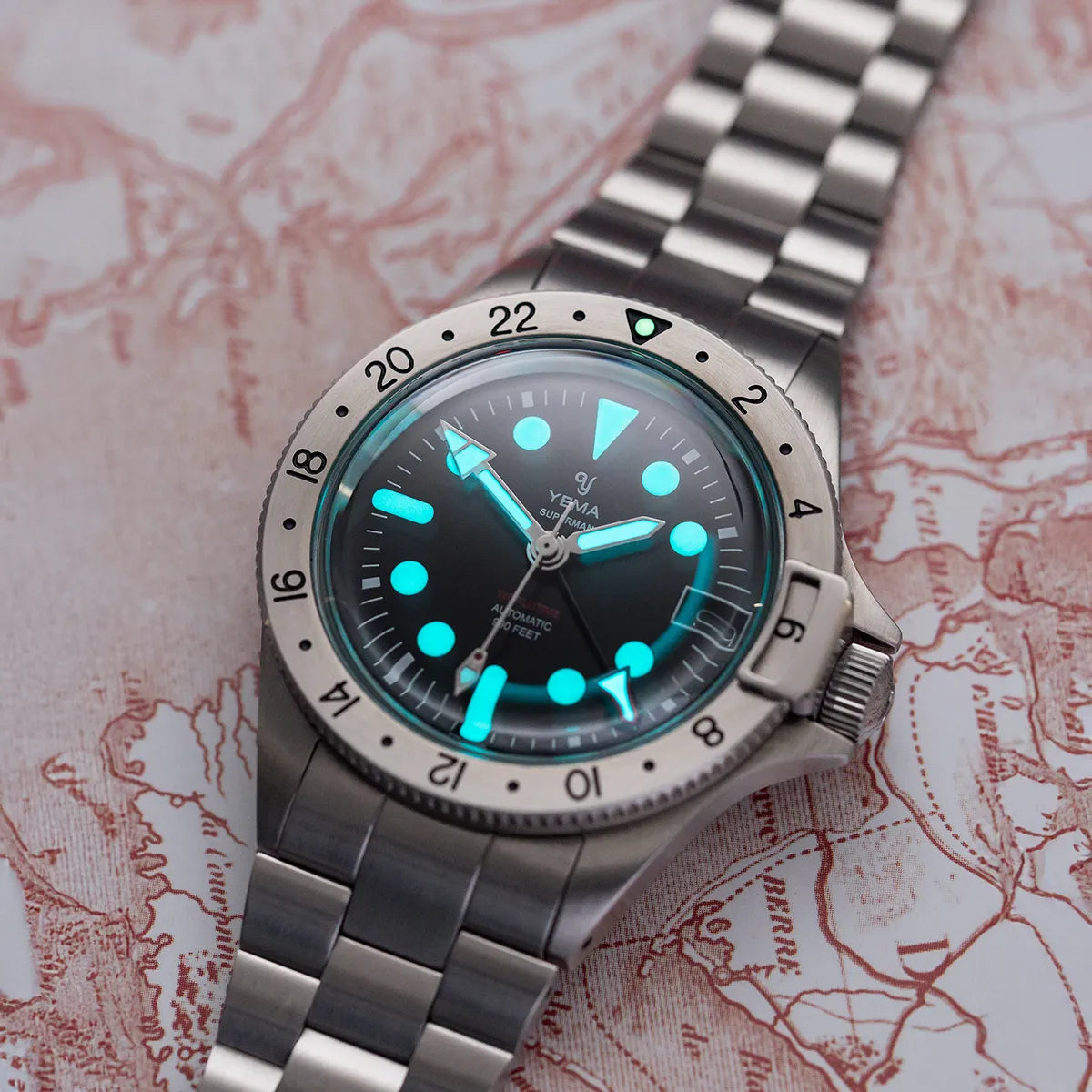 YEMA -  Superman Worldtime GMT Steel - YGMT21A41-AMS