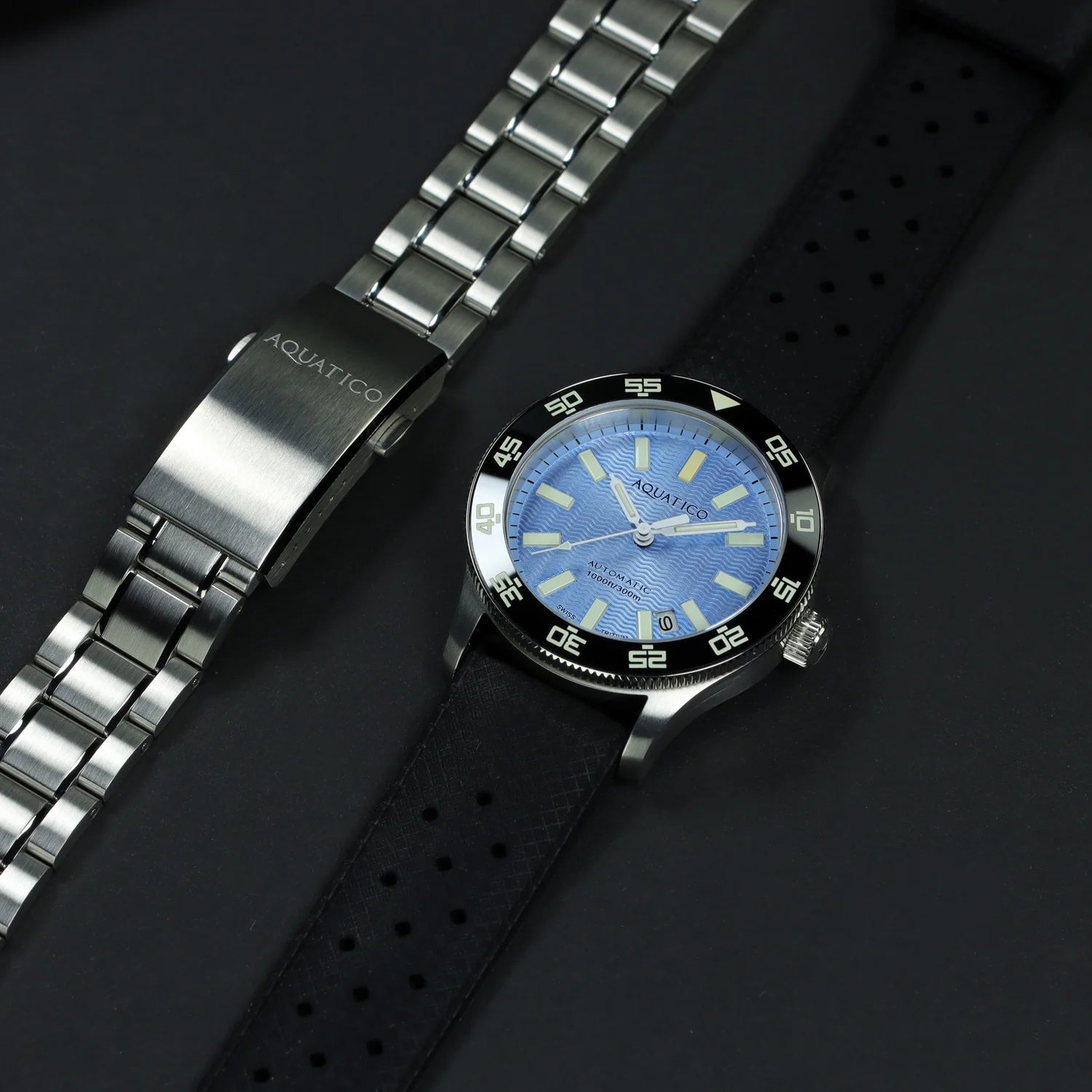 Aquatico Sea Dragon Tritium T100氣燈 潛水機械錶  Light Blue