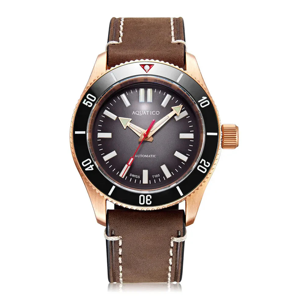 Aquatico Super Star Bronze Tritium T100氣燈 青銅潛水機械錶 Black Dial