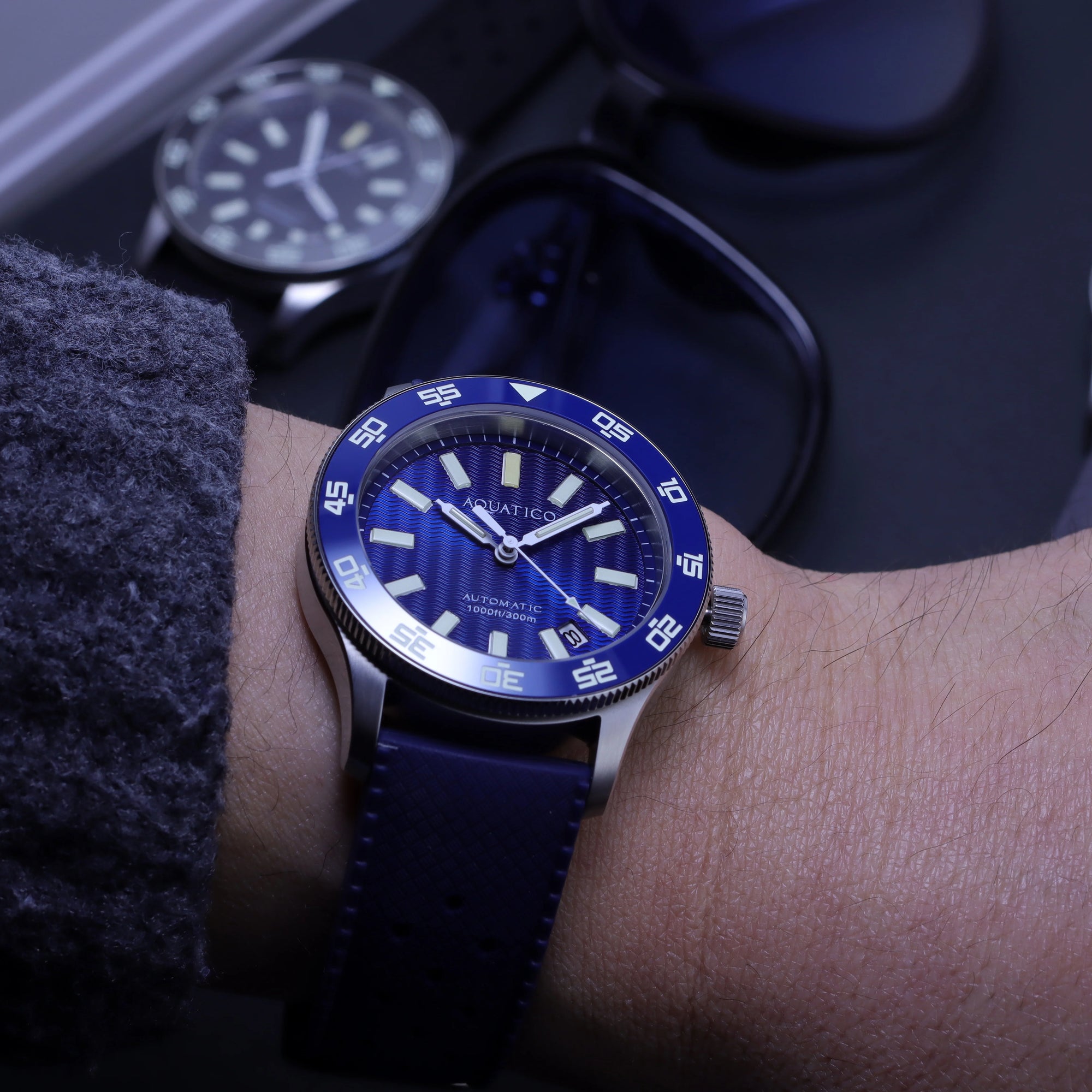 Aquatico Sea Dragon Tritium T100氣燈 潛水機械錶 Blue Dial