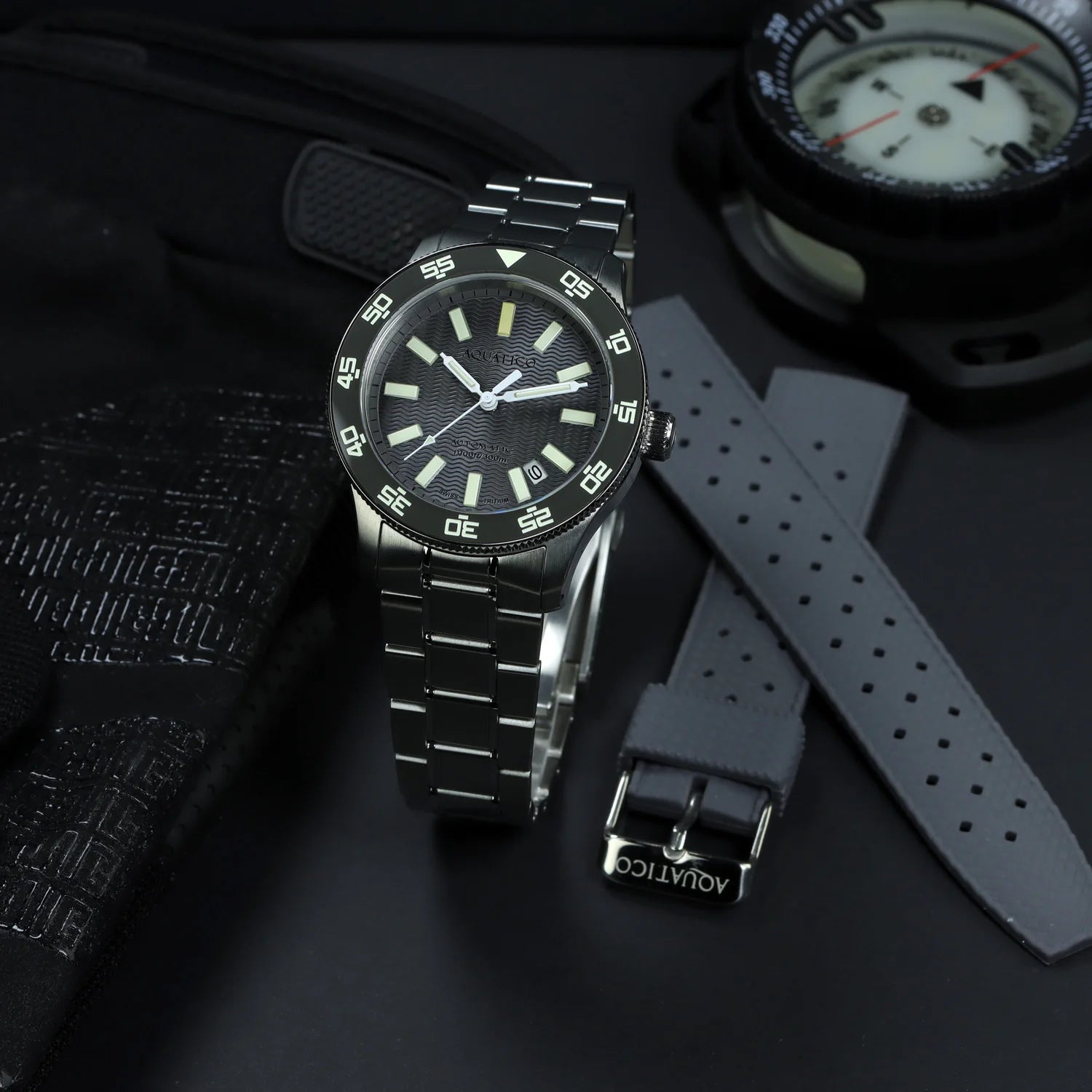 Aquatico Sea Dragon Tritium T100氣燈 潛水機械錶  Grey Dial
