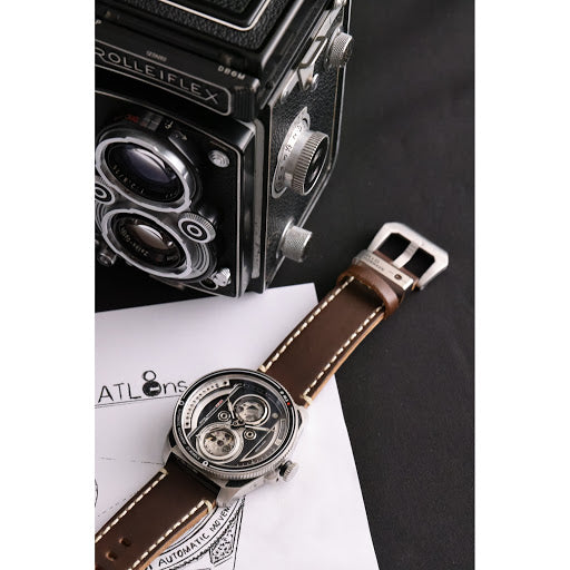 TACS ATL 復古雙鏡頭自動錶 Automatic Twin Lens 2002A 啡色皮帶