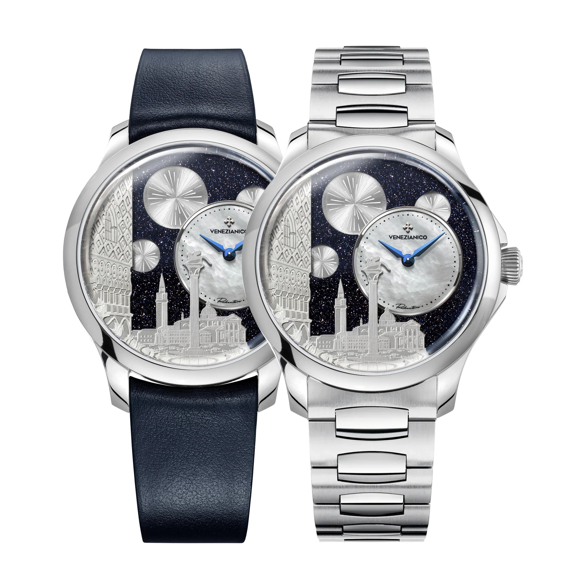 Venezianico 聖馬可教堂廣場 Redentore Bellanotte Elegant blue leather strap and bracelet boxset.