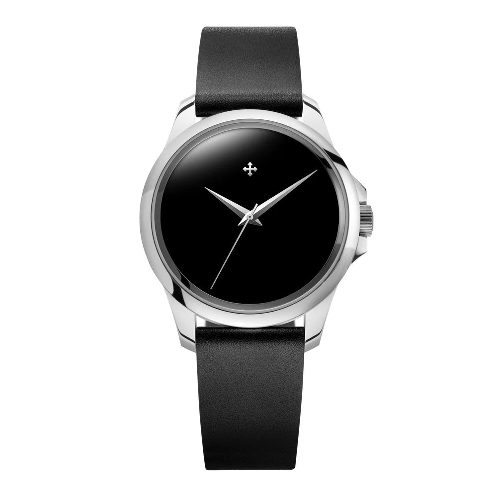 Venezianico 超極黑 Redentore Ultrablack 36mm black leather strap  Front view