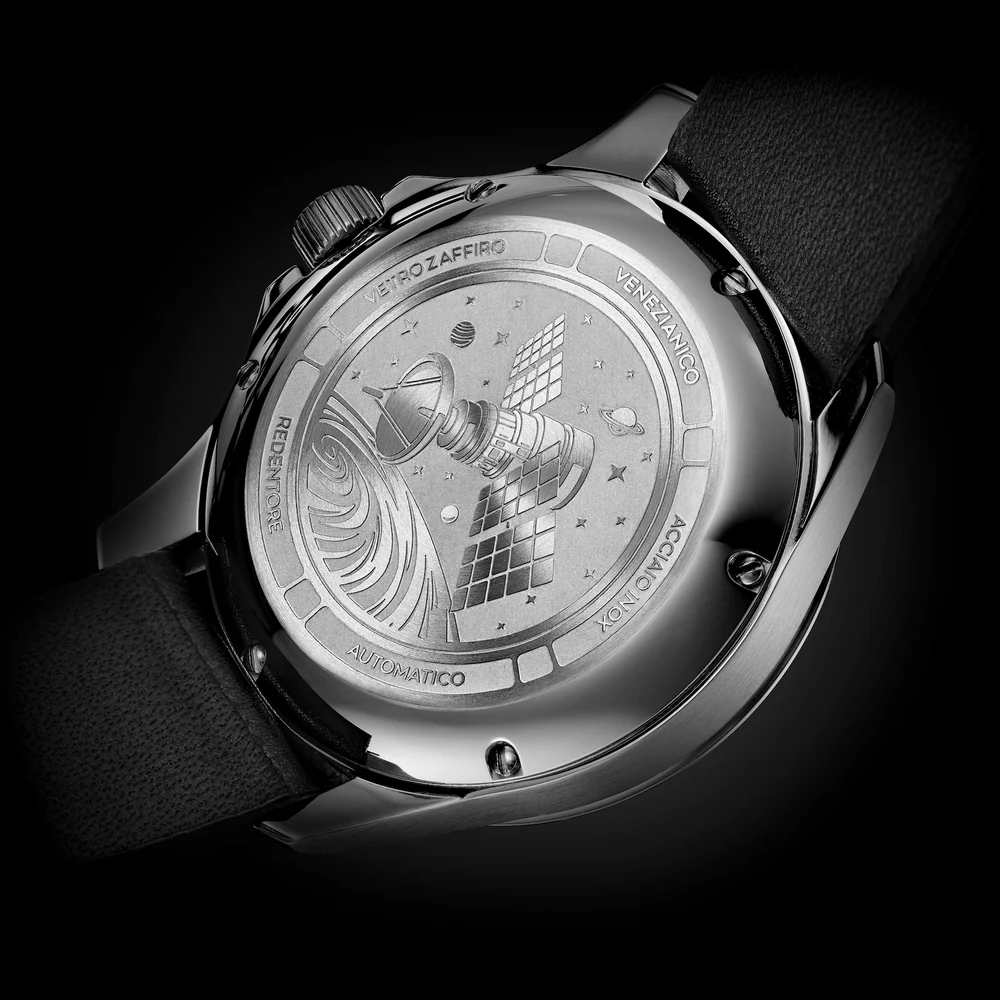 Venezianico 超極黑 Redentore ultrablack automatic watch with Musou Black™, 99.4% light absorption case back view