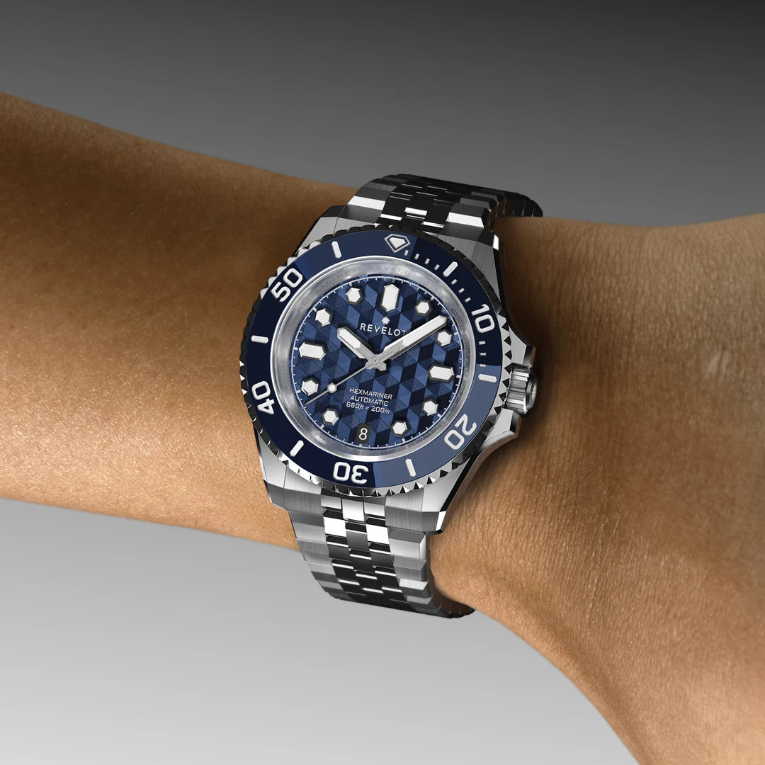 Revelot HEXMARINER v3 Blue CNC Guilloche 39mm R12-16G1B1B3 & S20-1B1BB6