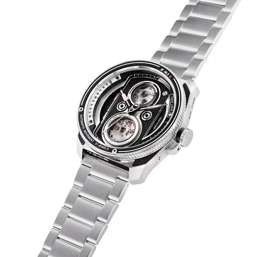 TACS ATL 復古雙鏡頭自動錶 Automatic Twin Lens 2002C 銀色鋼帶