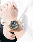 TACS ATL 復古黑金雙鏡頭自動錶 Automatic Twin Lens Retro Gold 2002D 金色鋼帶