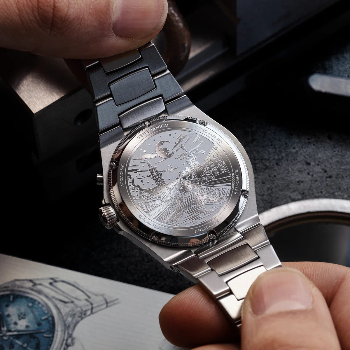 VENEZIANICO Arsenale Calendario 多功能顯示自動錶- 6221580C - Blue