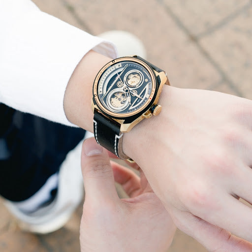 TACS ATL 復古黑金雙鏡頭自動錶 Automatic Twin Lens Retro 2002BZ Gold Limited Exclusive Box Set 黑色皮帶 + 金色鋼帶