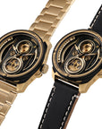 TACS ATL 復古黑金雙鏡頭自動錶 Automatic Twin Lens Retro 2002BZ Gold Limited Exclusive Box Set 黑色皮帶 + 金色鋼帶